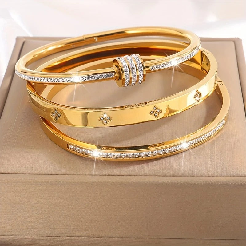 3pcs Elegant Stainless Steel Bracelet Set
