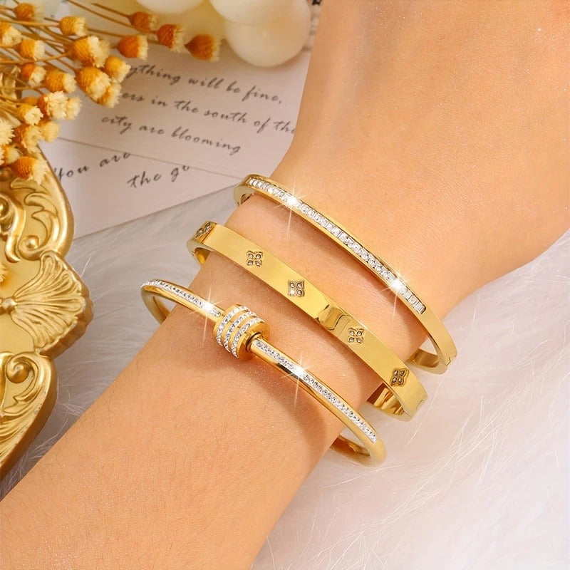 3pcs Elegant Stainless Steel Bracelet Set