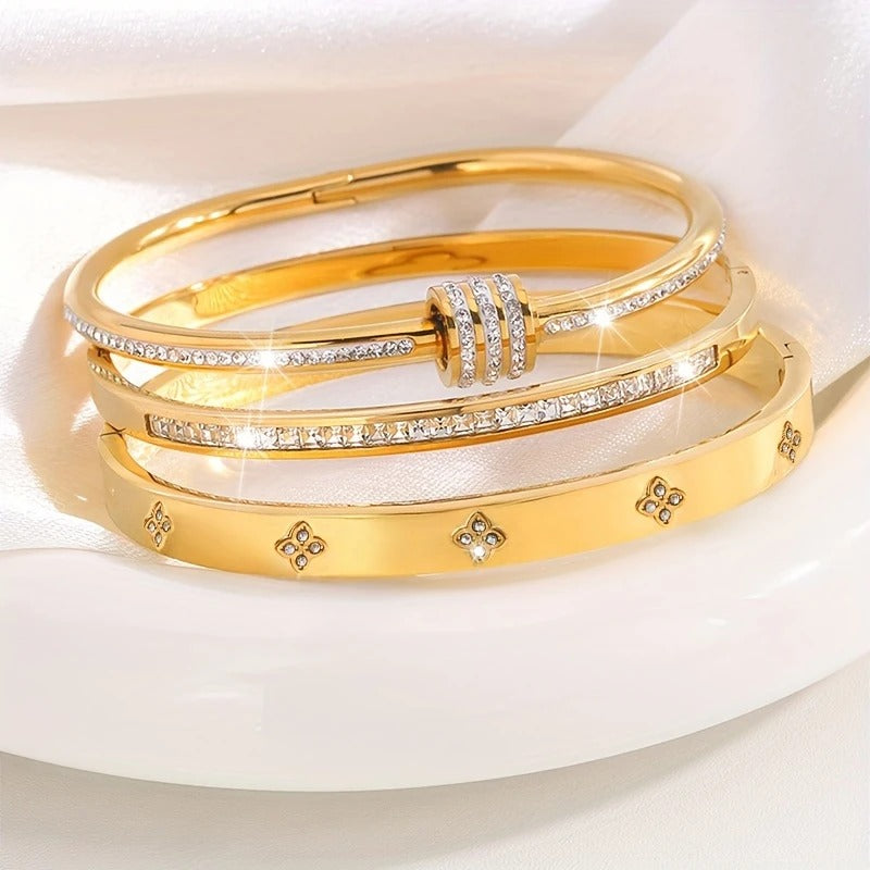 3pcs Elegant Stainless Steel Bracelet Set
