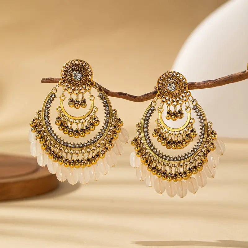 Three-Layer Tassel Jhumka Earings