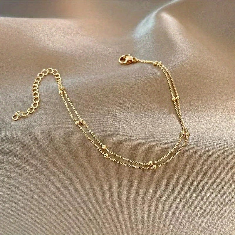 Double-layer Lucky Bead Anklet